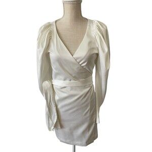 Rotate Birger Christensen‎ Number 31 Bright White Satin Wrap Dress US 6